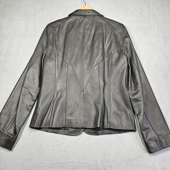 Worthington Leather Lambskin Jacket Women's Size Medium Dark Brown Lined Pockets - Picture 8 of 13